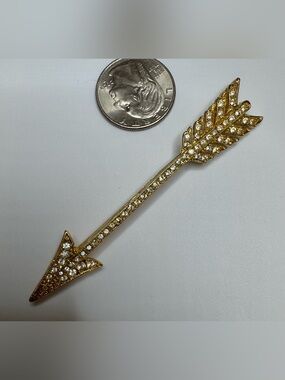 Vintage Joan Rivers Gold-Tone Crystal Arrow Brooch